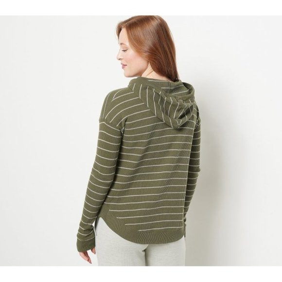 Koolaburra by UGG Womens XL Green Striped Cozy Thermal Pullover Hoodie - Picture 9 of 9
